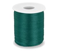 sourcing map Crafts Nylon Satin Cord 2mm x 55 Yards Macrame Rope Braided Thread Twine String Smooth Beading Cord Chinese Knotting Silk for Bracelet Necklace Jewelry Making DIY, Dark Green