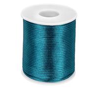 sourcing map Crafts Nylon Satin Cord 2mm x 55 Yards Macrame Rope Braided Thread Twine String Smooth Beading Cord Chinese Knotting Silk for Bracelet Necklace Jewelry Making DIY, Dark Lake Blue