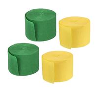 sourcing map Crepe Paper Streamers 4 Rolls 72ft in 2 Colors for Rainbow Party Decorations Wedding Ceremony Birthdays Christmas Decoration (Light Yellow,Dark Green)