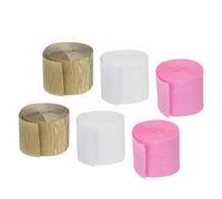 sourcing map Crepe Paper Streamers 6 Rolls 32ft in 3 Colors for Rainbow Party Decorations Wedding Ceremony Birthday Christmas Decoration(Pink/White/Gold Tone)