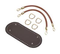 sourcing map Crochet Bag Making Kit, 8.7 x 4 Inch Oval PU Leather Bag Bottom with 2Pcs 11.8" Bag Handles and 4Pcs Buckles for DIY Crochet Bag Shoulder Bag Purse Making, Dark Brown