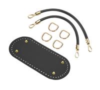 sourcing map Crochet Bag Making Kit, 8.7 x 4 Inch Oval PU Leather Bag Bottom with 2Pcs 11.8" Bag Handles and 4Pcs Buckles for DIY Crochet Bag Shoulder Bag Purse Making, Black