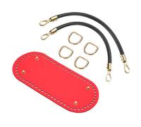 sourcing map Crochet Bag Making Kit, 8.7 x 4 Inch Oval PU Leather Bag Bottom with 2Pcs 11.8" Bag Handles and 4Pcs Buckles for DIY Crochet Bag Shoulder Bag Purse Making, Red