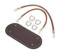 sourcing map Crochet Bag Making Kit, 8.7 x 4 Inch Oval PU Leather Bag Bottom with 2Pcs 15.75" Bag Handles and 4Pcs Buckles for DIY Crochet Bag Shoulder Bag Purse Making, Dark Brown