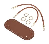 sourcing map Crochet Bag Making Kit, 8.7 x 4 Inch Oval PU Leather Bag Bottom with 2Pcs 15.75" Bag Handles and 4Pcs Buckles for DIY Crochet Bag Shoulder Bag Purse Making, Brown