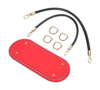 sourcing map Crochet Bag Making Kit, 8.7 x 4 Inch Oval PU Leather Bag Bottom with 2Pcs 15.75" Bag Handles and 4Pcs Buckles for DIY Crochet Bag Shoulder Bag Purse Making, Red