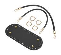 sourcing map Crochet Bag Making Kit, 8.7 x 4 Inch Oval PU Leather Bag Bottom with 2Pcs 15.75" Bag Handles and 4Pcs Buckles for DIY Crochet Bag Shoulder Bag Purse Making, Black
