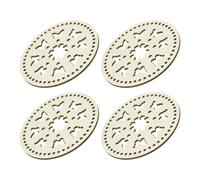 sourcing map Crochet Basket Base 5.5 Inch Circle Wooden Crochet Bag Bottom Unfinished Wood for DIY Craft Basket Crochet, Bag Weaving Knitting Bases, Pack of 4, Butterfly Flower