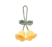 sourcing map Crochet Car Hanging Accessory, Handmade Ornament with 2 Cute Little Tulip Flowers for Car Decor Bag Keychain, Yellow