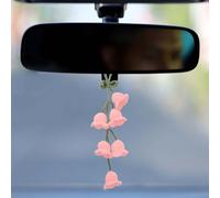sourcing map Crochet Car Hanging Accessory, Handmade Ornament with 6 Cute Little Tulip Flowers for Car Decor Bag Keychain, Pink