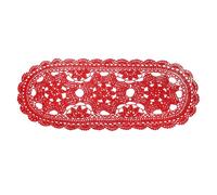 sourcing map Crochet Doilies, 22" x 10" Handmade Crochet Table Placemats Oval Lace Doilies 3 Flowers Pattern Cotton Coaster for Wedding Party Decoration, Red