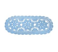 sourcing map Crochet Doilies, 22" x 10" Handmade Crochet Table Placemats Oval Lace Doilies 3 Flowers Pattern Cotton Coaster for Wedding Party Decoration, Light Blue