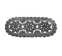 sourcing map Crochet Doilies, 22" x 10" Handmade Crochet Table Placemats Oval Lace Doilies 3 Flowers Pattern Cotton Coaster for Wedding Party Decoration, Dark Gray