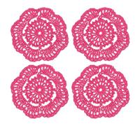 sourcing map Crochet Doilies, 4Pcs 4" Cotton Woven Fabric Coasters, Lace Round Handmade Coasters with Floral Pattern for Wedding Party Decoration (Crimson)