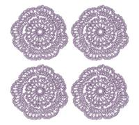 sourcing map Crochet Doilies, 4Pcs 4" Cotton Woven Fabric Coasters, Lace Round Handmade Coasters with Floral Pattern for Wedding Party Decoration (Gray Purple)