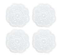 sourcing map Crochet Doilies, 4Pcs 4" - Cotton Woven Fabric Coasters, Lace Round Handmade Coasters with Floral Pattern for Wedding Party Decoration (White)