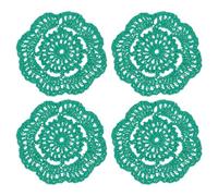 sourcing map Crochet Doilies, 4Pcs 4" Cotton Woven Fabric Coasters, Lace Round Handmade Coasters with Floral Pattern for Wedding Party Decoration (Forest Green)