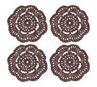 sourcing map Crochet Doilies, 4Pcs 4" Cotton Woven Fabric Coasters, Lace Round Handmade Coasters with Floral Pattern for Wedding Party Decoration (Chocolate)