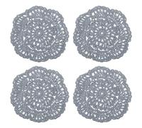 sourcing map Crochet Doilies, 4Pcs 4" - Cotton Woven Fabric Coasters, Lace Round Handmade Coasters with Floral Pattern for Wedding Party Decoration (Grey)