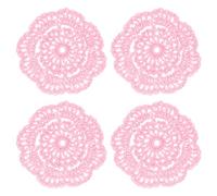 sourcing map Crochet Doilies, 4Pcs 4" Cotton Woven Fabric Coasters, Lace Round Handmade Coasters with Floral Pattern for Wedding Party Decoration (Light Pink)