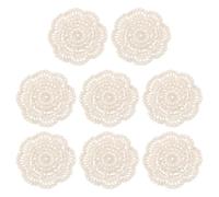 sourcing map Crochet Doilies, 8Pcs 4" Cotton Woven Fabric Coasters, Lace Round Handmade Coasters with Floral Pattern for Wedding Party Decoration (Beige)
