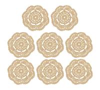 sourcing map Crochet Doilies, 8Pcs 4" Cotton Woven Fabric Coasters, Lace Round Handmade Coasters with Floral Pattern for Wedding Party Decoration (Light Khaki)