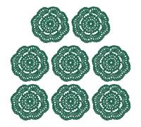 sourcing map Crochet Doilies, 8Pcs 4" Cotton Woven Fabric Coasters, Lace Round Handmade Coasters with Floral Pattern for Wedding Party Decoration (Dark Green)