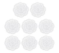 sourcing map Crochet Doilies, 8Pcs 4" Cotton Woven Fabric Coasters, Lace Round Handmade Coasters with Floral Pattern for Wedding Party Decoration (White)