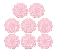 sourcing map Crochet Doilies, 8Pcs 8" - Handmade Crochet Cotton Coaster, Round Lace Placemats with Floral Patterns for Wedding Party Decoration (Pink)