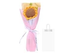 sourcing map Crochet Flowers Bouquet, Sunflower Handmade Knitted Bouquet, Crochet Artificial Flower for Mother's Day Birthday, Wedding Graduation Bouquet, Pink