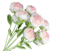 sourcing map Crochet Flowers Handmade Knitting Rose, Gradient Pink 10Pcs | Artificial Woven Small Potted with Stems for Valentine's Gifts Home Wedding Party Office Table Decor