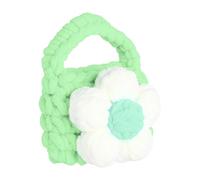 sourcing map Crochet Purse Pouch, Cute Handmade Knitted Storage Bag, Knit Earbud Pouch Crochet Bag with Camellia Flower for Earbuds Headphones Keys Makeup Storage Organizer, Light Green/White