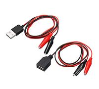 sourcing map Crocodile Clamps Test Wire, USB Male & Female to Alligator Clips 60cm for Charge Testing Circuit Adapter Black Red 1 Set