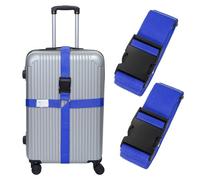 sourcing map Cross Luggage Straps with Quick-Release Buckle Name ID Card Adjustable Suitcase Belt Strap for Suitcase Briefcase Backpack Travel, Sapphire Blue, Pack of 2
