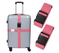 sourcing map Cross Luggage Straps with Quick-Release Buckle Name ID Card Adjustable Suitcase Belt Strap for Suitcase Briefcase Backpack Travel, Pink, Pack of 2