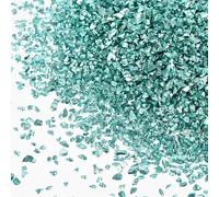 sourcing map Crushed Glass for Resin Art, 150g Medium Irregular Metallic Chunky Chips Small Broken Crushed Glass Glitter Pieces for Crafts DIY Vase Filler Jewelry Making Decor, Sky Blue