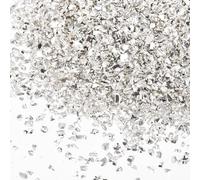 sourcing map Crushed Glass for Resin Art, 150g Medium Irregular Metallic Chunky Chips Small Broken Crushed Glass Glitter Pieces for Crafts DIY Vase Filler Jewelry Making Decor, Silver