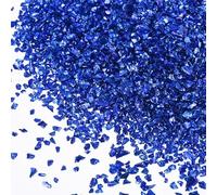 sourcing map Crushed Glass for Resin Art, 150g Medium Irregular Metallic Chunky Chips Small Broken Crushed Glass Glitter Pieces for Crafts DIY Vase Filler Jewelry Making Decor, Blue