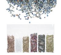 sourcing map Crushed Glass High Luster Chips 1-3mm 29g Irregular Glass Metallic Crystal Chips for Resin Arts Craft DIY Vase Filler Jewelry Making Decoration, 6 Colors, Golden Color Series