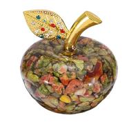 sourcing map Crystal Apple Figurine, Artificial Fruit Statue Collectible Crystal Crafts Paperweight Craft Decoration for Home Office Centerpiece Decor, Light Green