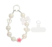 sourcing map Crystal Beaded Phone Charm (13cm, White) - Cellphone Lanyard Strap Chain Phone Wrist Lanyard Bracelet with Tether Tab for Women Smartphones Cameras Keychain