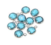 sourcing map Crystal Birthstone Charm 9mm Dia March Pendant Drop Beads Sky Blue for Jewelry Earrings, Necklaces, Bracelets, Pendants Making, Pack of 10