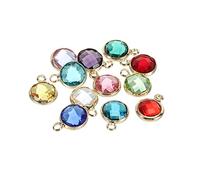 sourcing map Crystal Birthstone Charm 9mm Dia, Pendants Drop Bead 12 Colors, for Jewelry Making, Earrings, Necklaces, Bracelets, Pack of 12