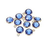 sourcing map Crystal Birthstone Charm 9mm Dia, September Pendants Drop Bead Dark Blue, for Jewelry Making, Earrings, Necklaces, Bracelets, Pack of 10