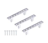 sourcing map Crystal Drawer Pulls, 2.5" Hole Center Zinc Alloy Cabinet Pulls Handles with Screws for Kitchen Bedroom Dresser Cupboard Wardrobe, Silver, 3 Pcs (4" Length)