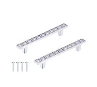 sourcing map Crystal Drawer Pulls, 3.8" Hole Center Zinc Alloy Cabinet Pulls Handles with Screws for Kitchen Bedroom Dresser Cupboard Wardrobe, Silver, 2 Pcs (5" Length)