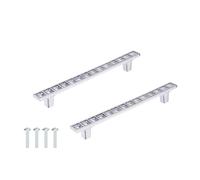 sourcing map Crystal Drawer Pulls, 5" Hole Center Zinc Alloy Cabinet Pulls Handles with Screws for Kitchen Bedroom Dresser Cupboard Wardrobe, Silver, 2 Pcs (6" Length)