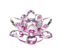 sourcing map Crystal Lotus Flower Figurine 2.6"x2.6" Decorative Lotus Flower Ornament Clear Lotus Figurine for Home Office Tabletop Centerpieces, Purple