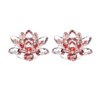 sourcing map Crystal Lotus Flower Figurine 2.6"x2.6" Decorative Lotus, Red | Flower Ornament Clear Lotus Figurine for Home Office Tabletop Centerpieces