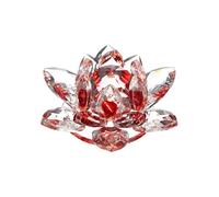 sourcing map Crystal Lotus Flower Figurine 3.54"x3.54" Decorative Lotus,Red | Flower Ornament Clear Lotus Figurine for Home Office Tabletop Centerpieces